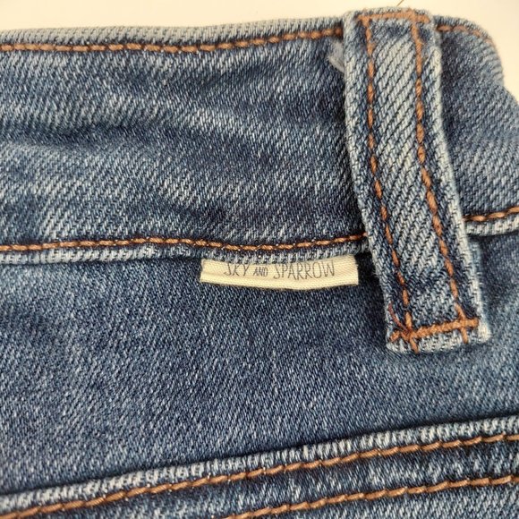Sky & Sparrow Skirt Junior Womens 0 Dark Wash Blue Jean Denim Short Mini Raw Hem - Picture 4 of 7